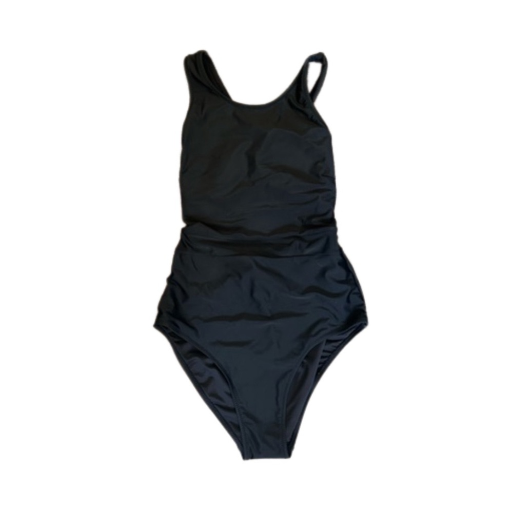 Old Navy Women Black One Piece Bathing Suit Swimsuit Size Large CrissCro…
